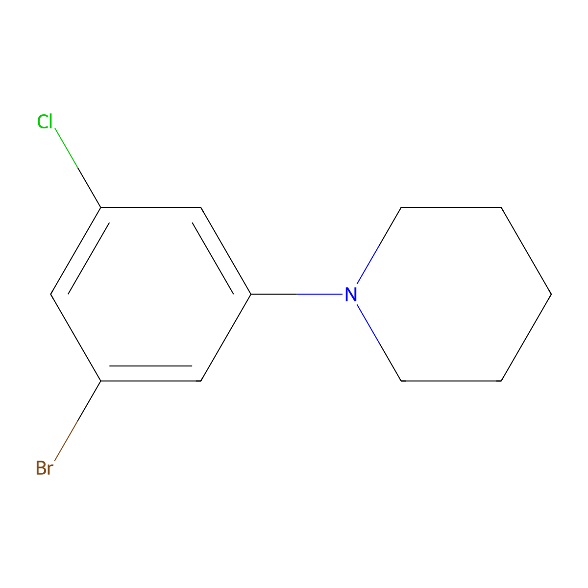 1-Bromo-3-chloro-5-piperidinobenzene molecular structure, CAS 1280786-87-9