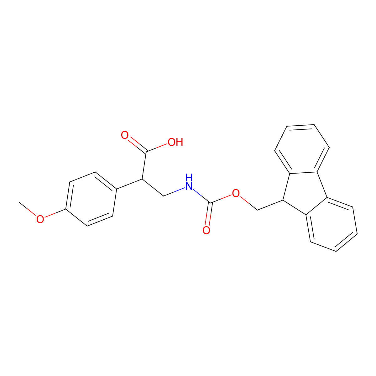 (S)-3-(9H-Fluoren-9-ylmethoxycarbonylamino)-2-(4-methoxy-phenyl)-propionic molecular structure, CAS 1280787-03-2