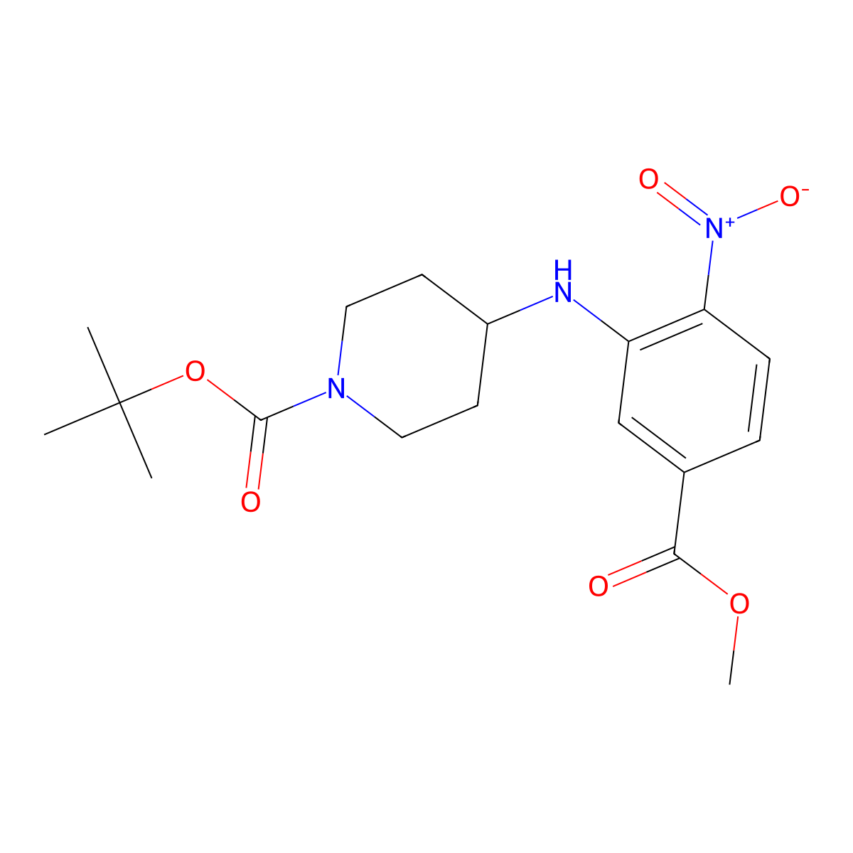 Tert-butyl 4-{[5-(methoxycarbonyl)-2-nitrophenyl]amino}piperidine-1-carboxylate molecular structure, CAS 1280787-21-4