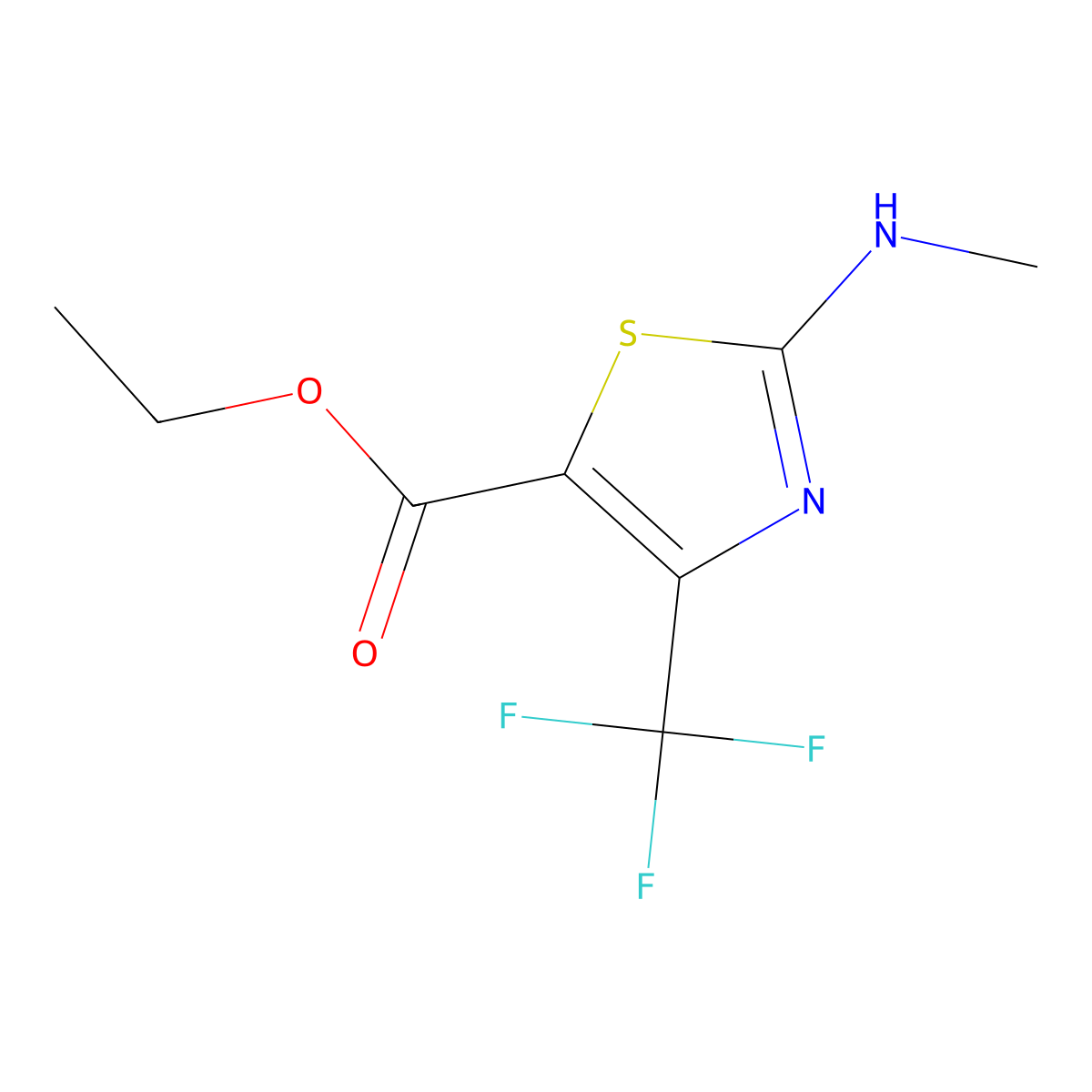 Ethyl 2-(methylamino)-4-(trifluoromethyl)-1,3-thiazole-5-carboxylate molecular structure, CAS 1280787-22-5