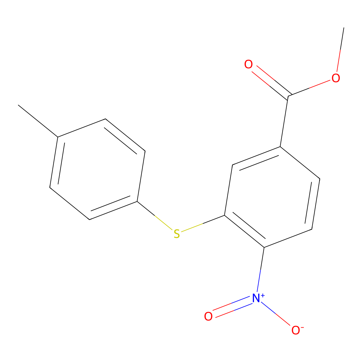 Methyl 3-[(4-methylphenyl)sulfanyl]-4-nitrobenzoate molecular structure, CAS 1280787-23-6