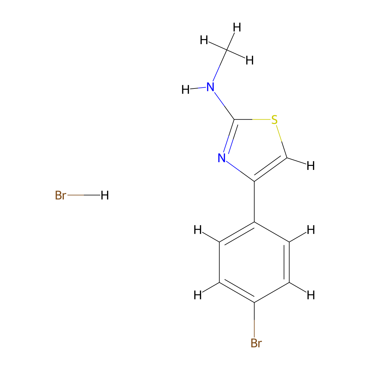 4-(4-bromophenyl)-N-methyl-1,3-thiazol-2-amine hydrobromide molecular structure, CAS 1280787-25-8