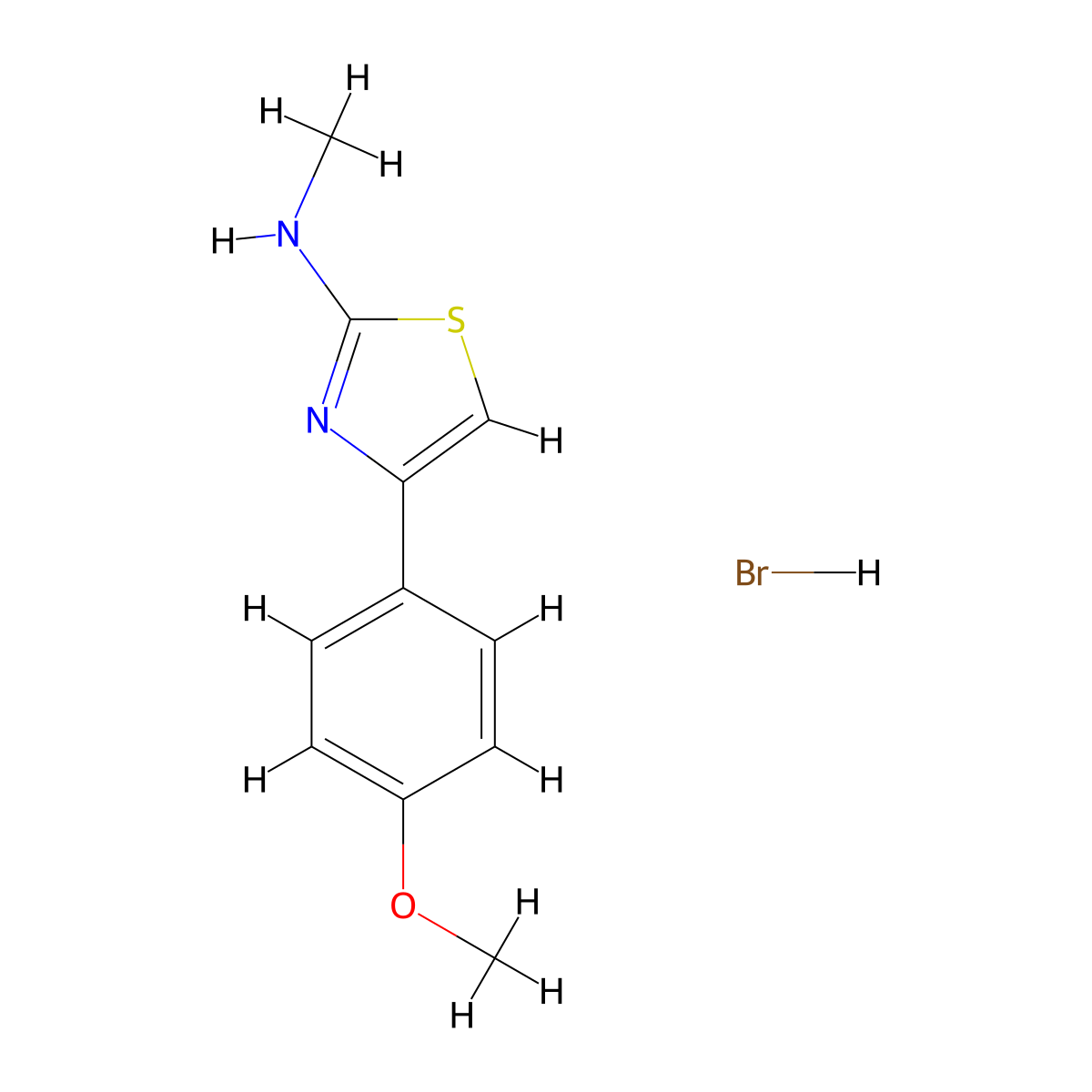 4-(4-methoxyphenyl)-N-methyl-1,3-thiazol-2-amine hydrobromide molecular structure, CAS 1280787-26-9