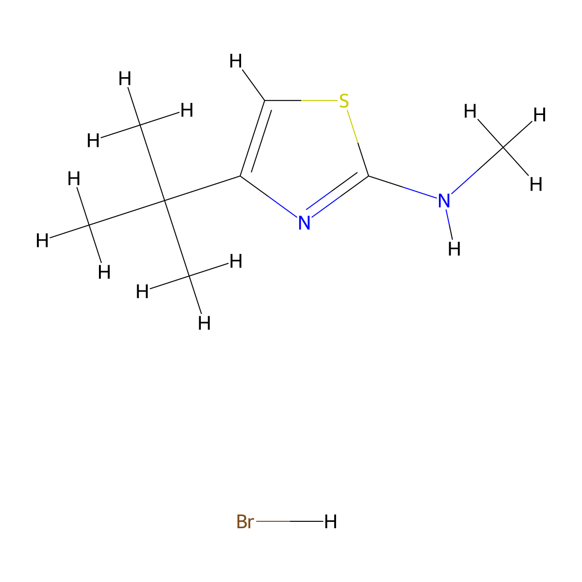 4-tert-butyl-N-methyl-1,3-thiazol-2-amine hydrobromide molecular structure, CAS 1280787-27-0