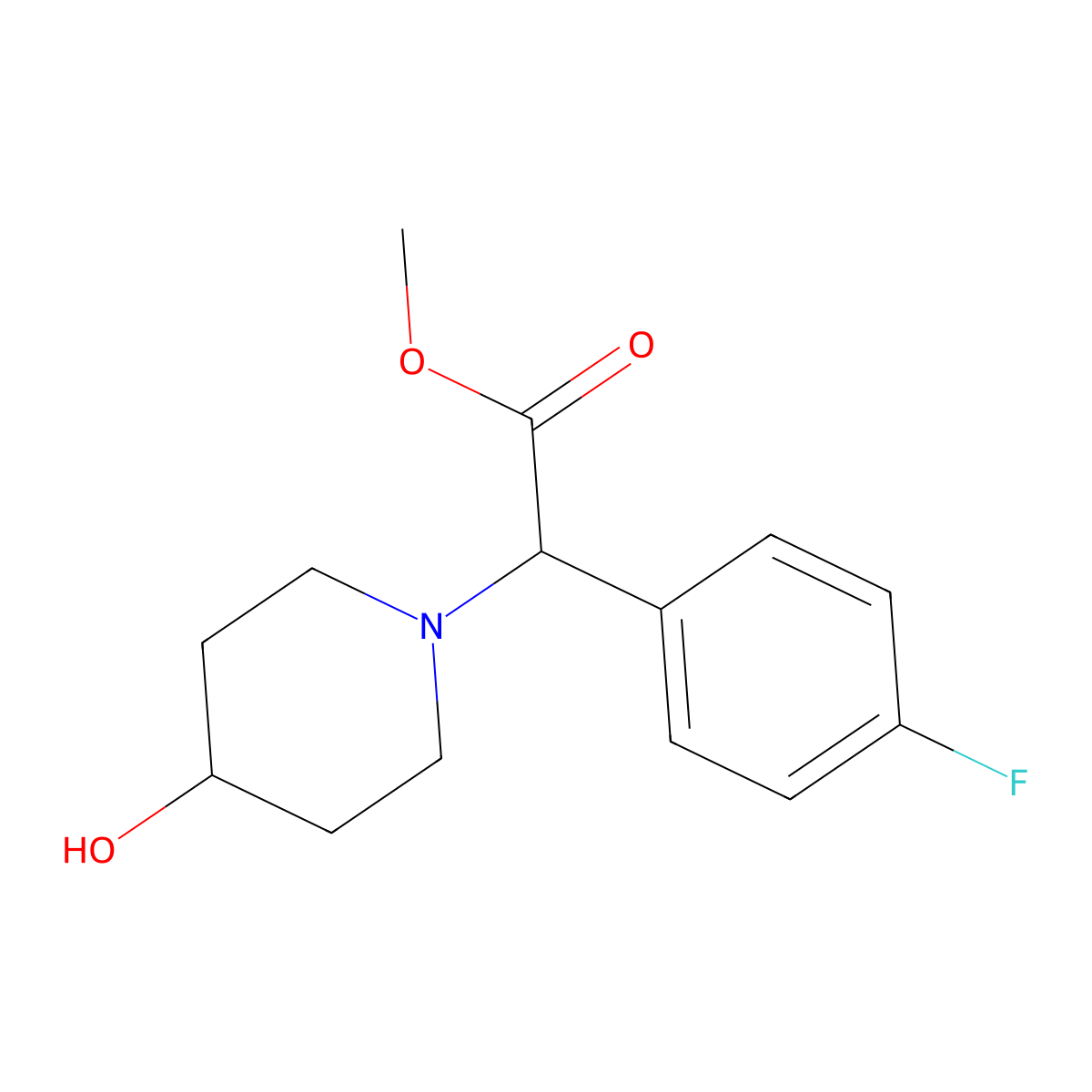 Methyl 2-(4-fluorophenyl)-2-(4-hydroxypiperidin-1-YL)acetate molecular structure, CAS 1280788-03-5
