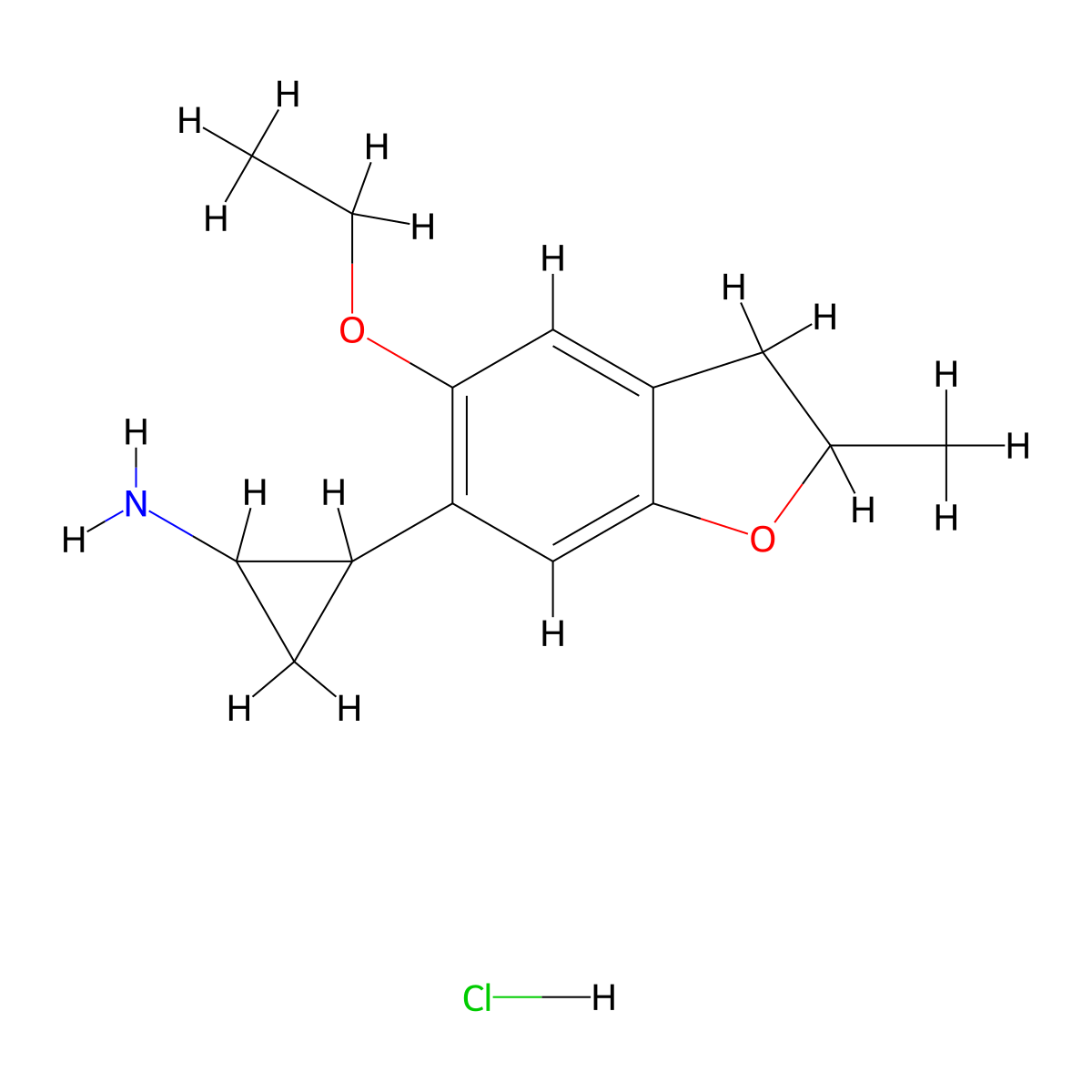 2-(5-Ethoxy-2-methyl-2,3-dihydro-1-benzofuran-6-yl)cyclopropan-1-amine hydrochloride molecular structure, CAS 1280802-05-2