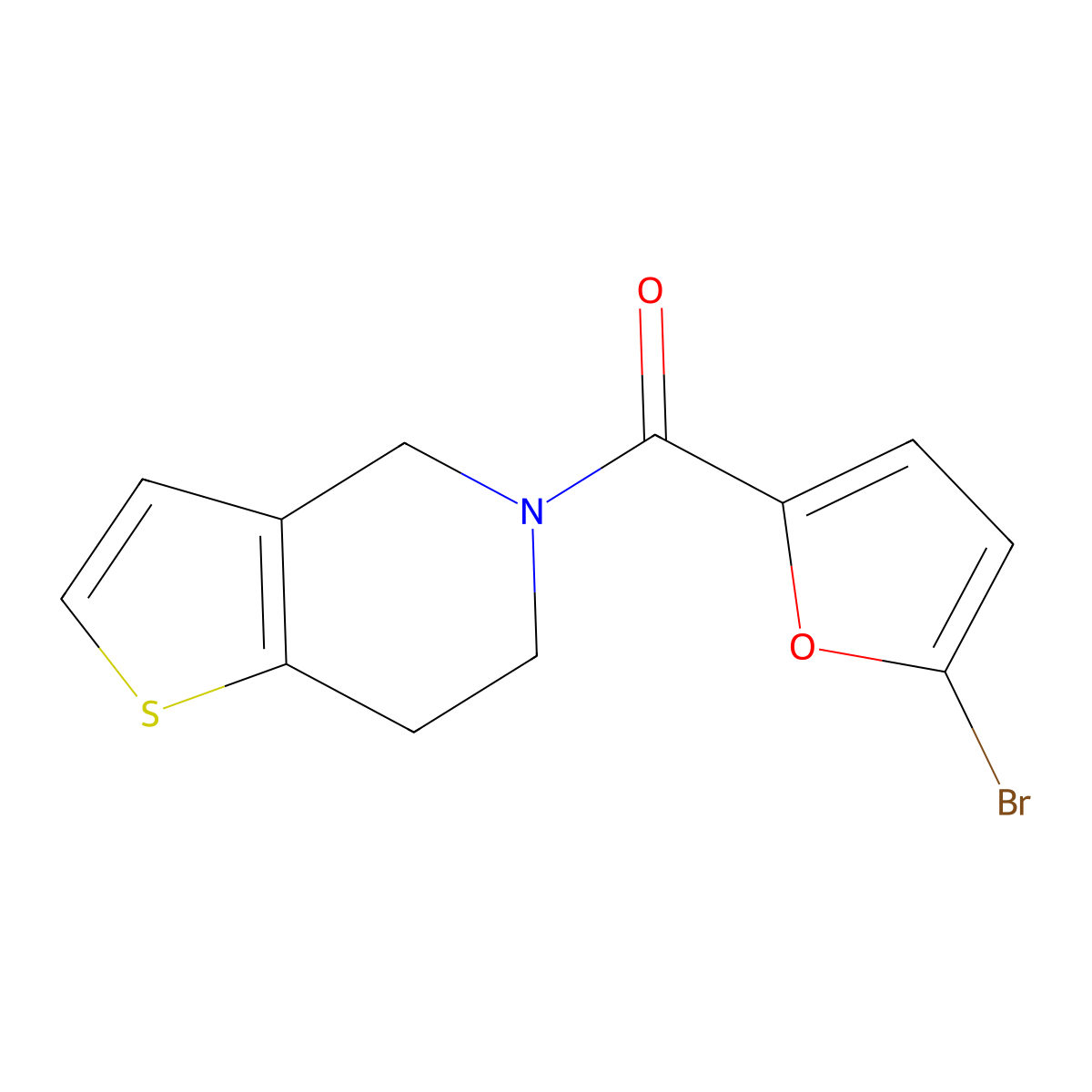 (5-Bromofuran-2-yl)(6,7-dihydrothieno[3,2-c]pyridin-5(4h)-yl)methanone molecular structure, CAS 1280805-09-5