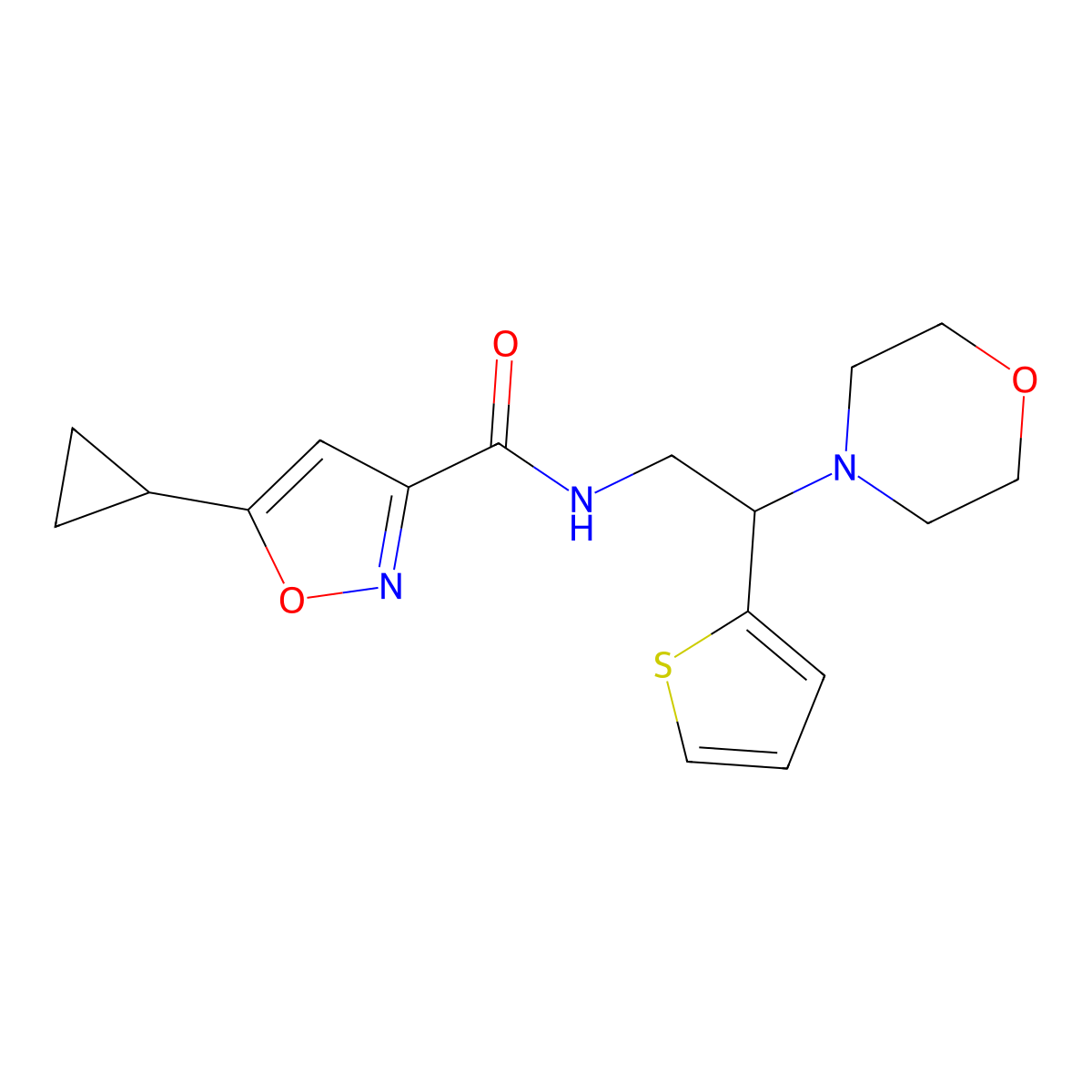 5-cyclopropyl-N-[2-(morpholin-4-yl)-2-(thiophen-2-yl)ethyl]-1,2-oxazole-3-carboxamide molecular structure, CAS 1280813-59-3