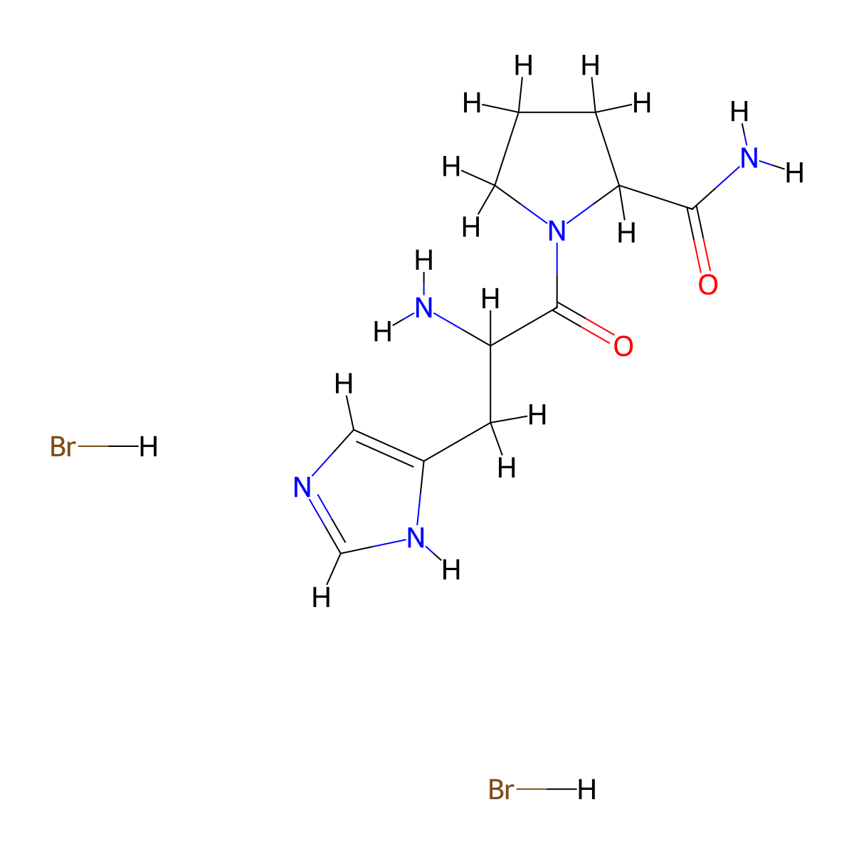 1-[2-Amino-3-(1H-imidazol-5-yl)propanoyl]pyrrolidine-2-carboxamide;dihydrobromide molecular structure, CAS 128083-56-7