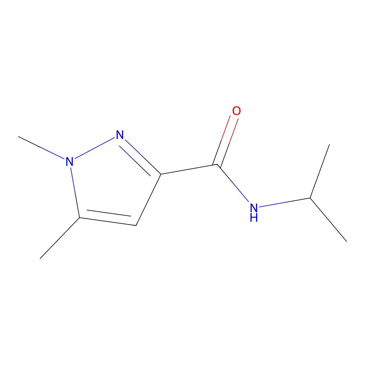 1,5-dimethyl-N-(propan-2-yl)-1H-pyrazole-3-carboxamide molecular structure, CAS 1280844-52-1