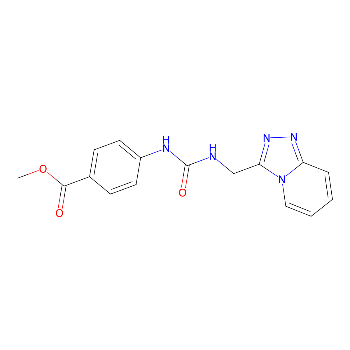 Methyl 4-{[({[1,2,4]triazolo[4,3-a]pyridin-3-yl}methyl)carbamoyl]amino}benzoate molecular structure, CAS 1280860-90-3