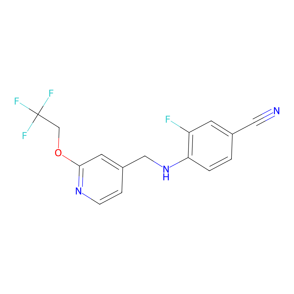 Benzonitrile, 3-fluoro-4-[[[2-(2,2,2-trifluoroethoxy)-4-pyridinyl]methyl]amino]- molecular structure, CAS 1280882-25-8