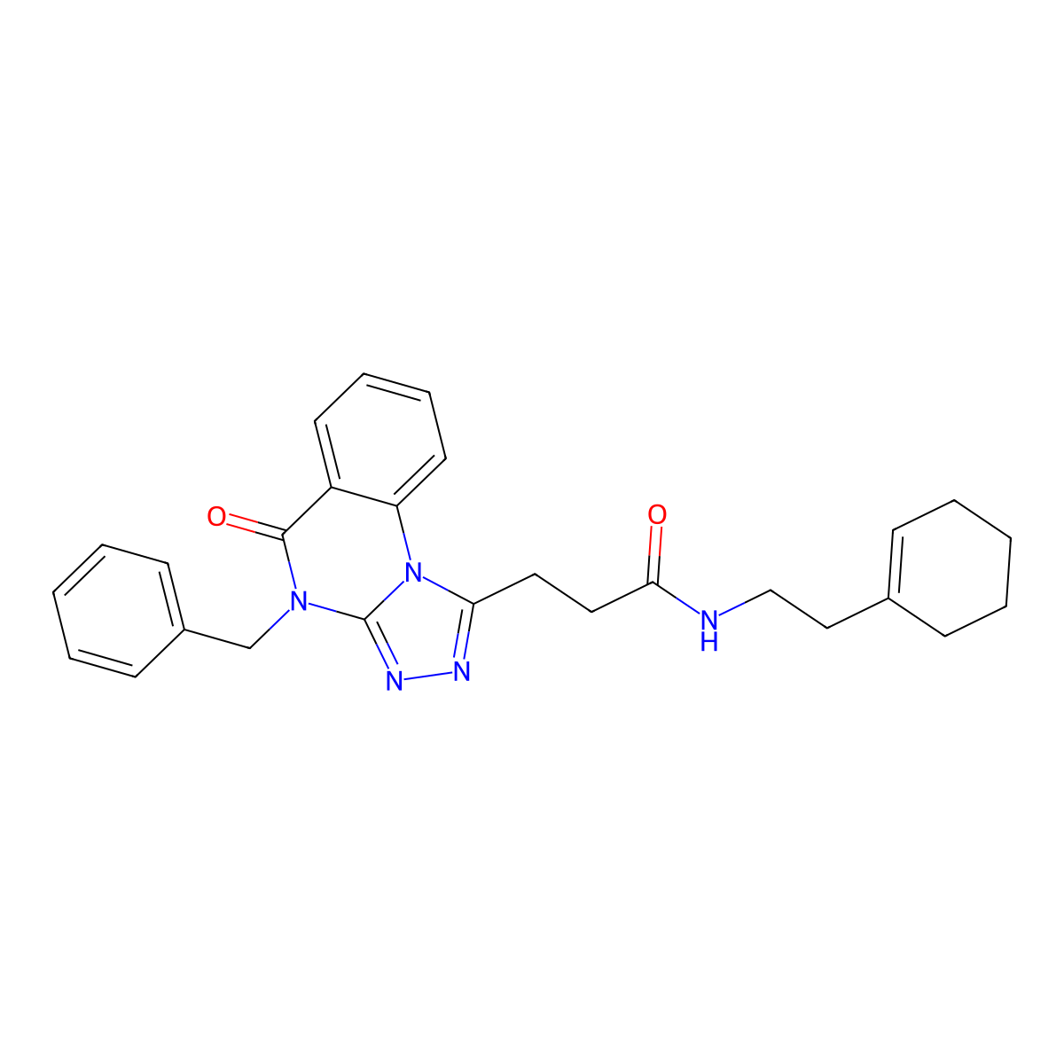 3-{4-benzyl-5-oxo-4H,5H-[1,2,4]triazolo[4,3-a]quinazolin-1-yl}-N-[2-(cyclohex-1-en-1-yl)ethyl]propanamide molecular structure, CAS 1280899-88-8
