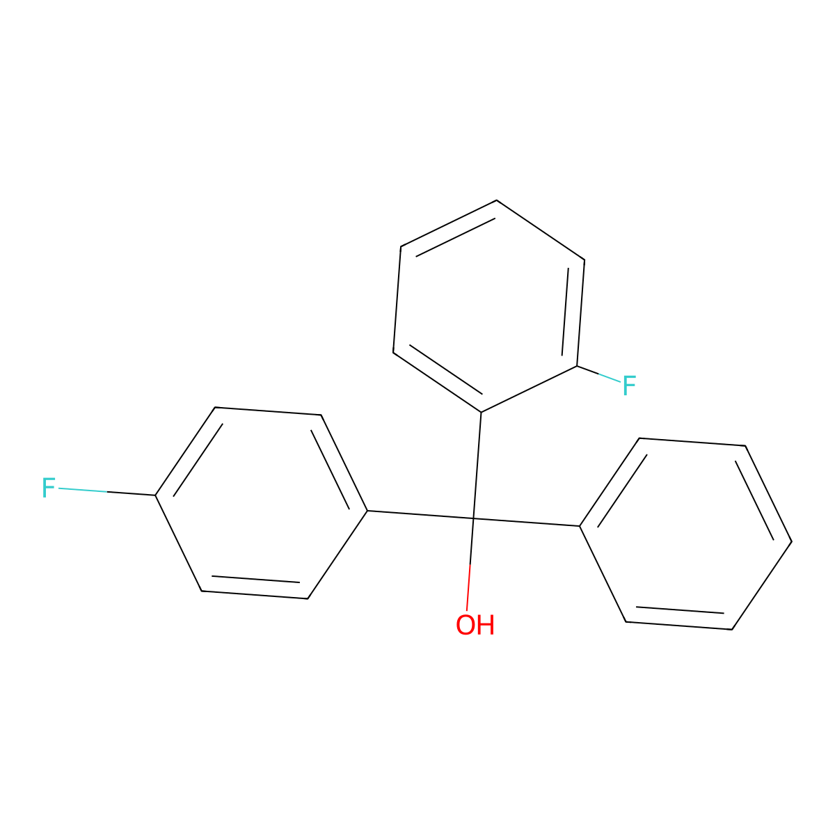 (2-Fluorophenyl)(4-fluorophenyl)(phenyl)methanol molecular structure, CAS 128092-72-8