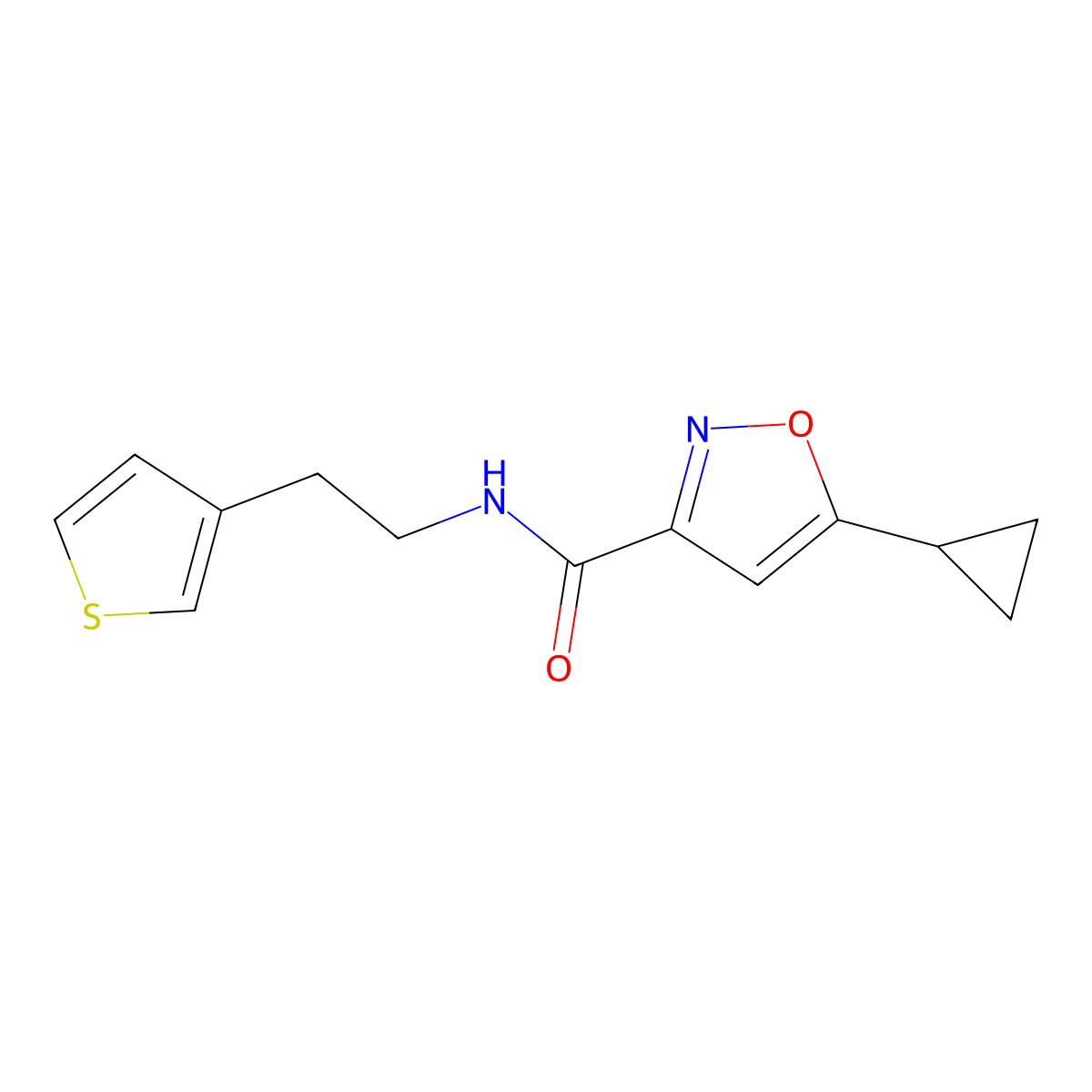 5-cyclopropyl-N-[2-(thiophen-3-yl)ethyl]-1,2-oxazole-3-carboxamide molecular structure, CAS 1280957-12-1