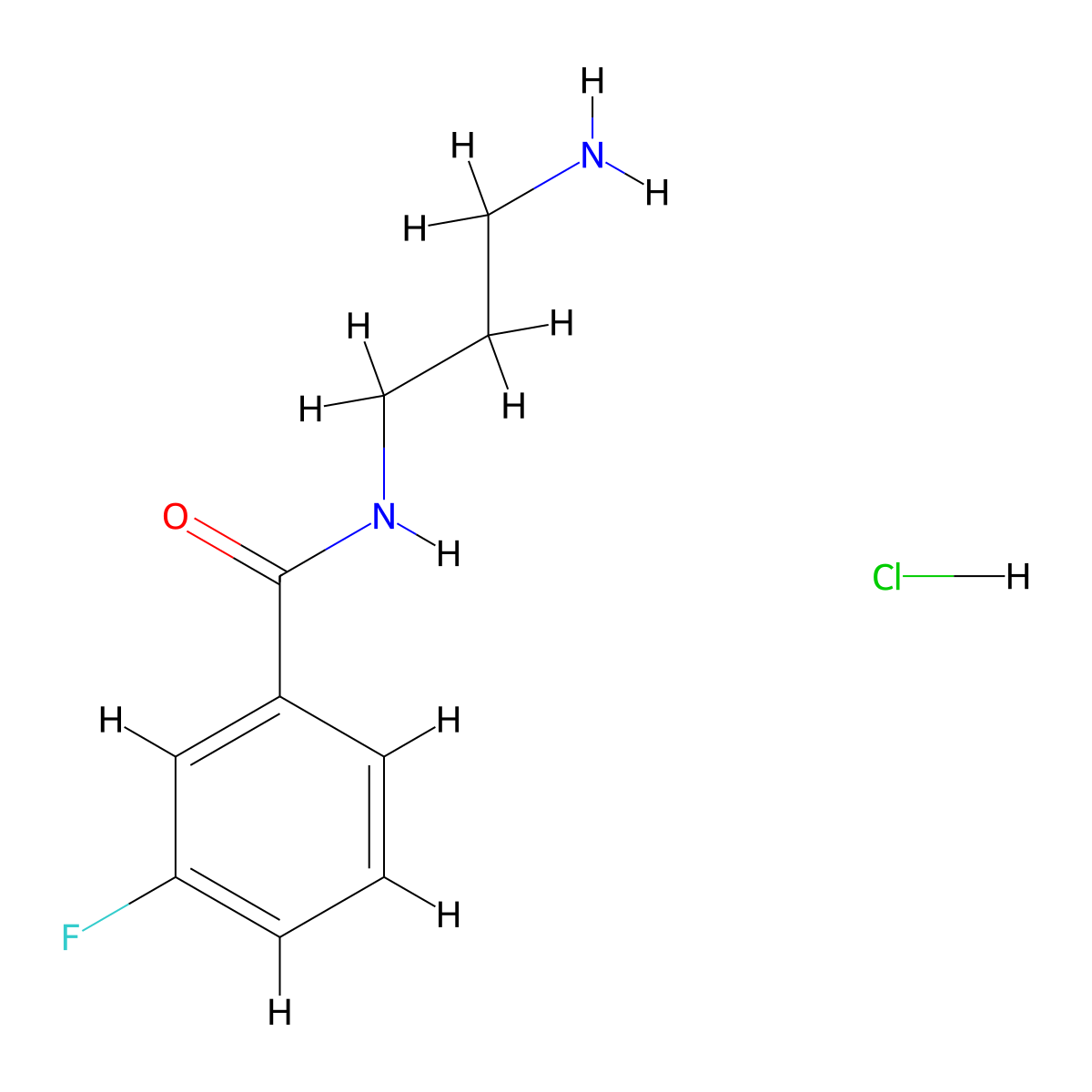 N-(3-aminopropyl)-3-fluorobenzamide hydrochloride molecular structure, CAS 1280980-98-4