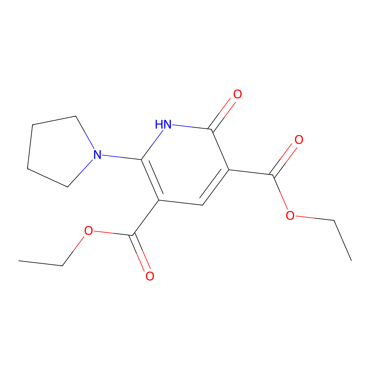 Diethyl 2-oxo-6-(1-pyrrolidinyl)-1,2-dihydro-3,5-pyridinedicarboxylate molecular structure, CAS 128099-66-1