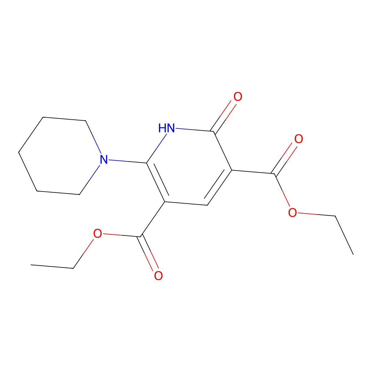 Diethyl 2-oxo-6-piperidino-1,2-dihydro-3,5-pyridinedicarboxylate molecular structure, CAS 128099-67-2