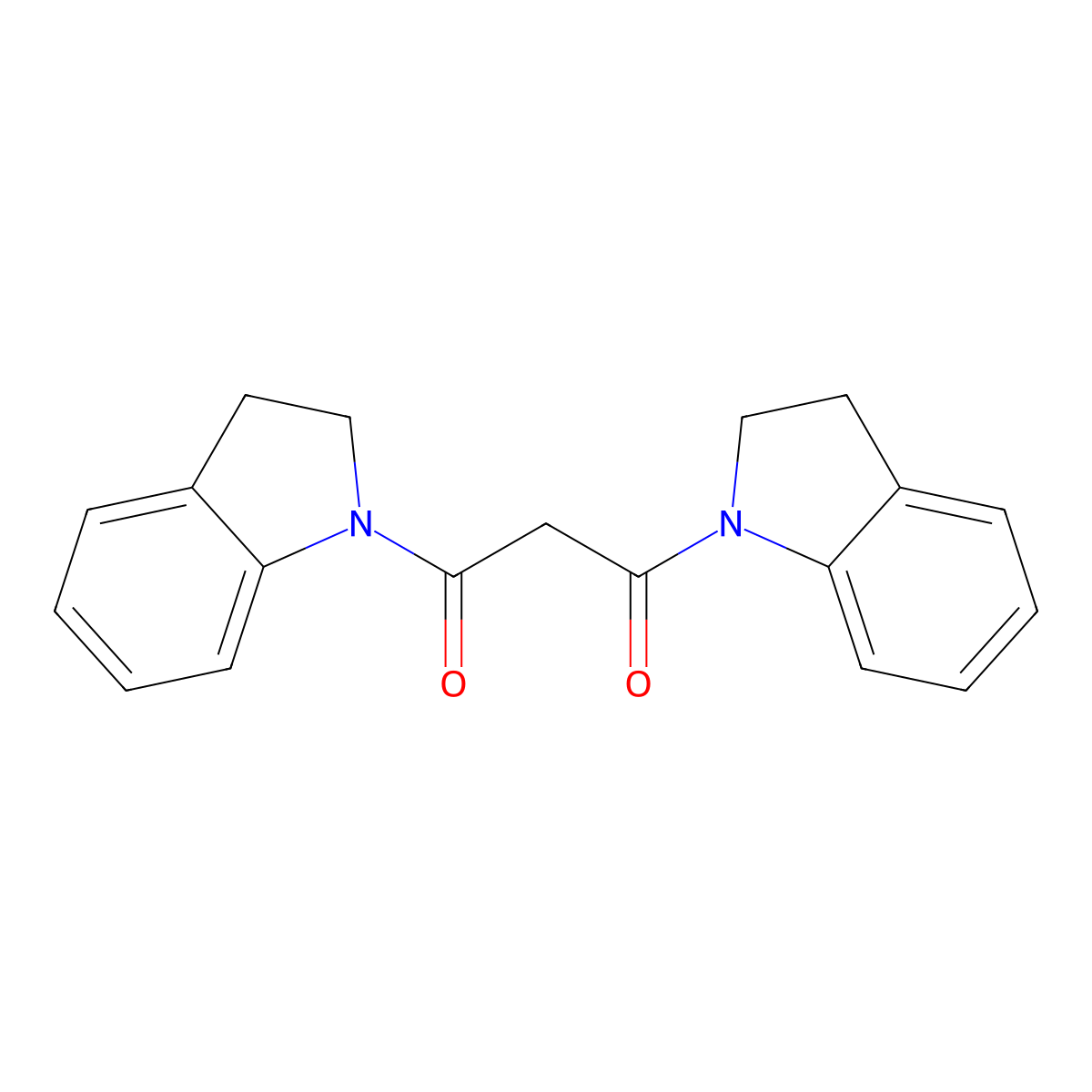 1,3-bis(2,3-dihydro-1H-indol-1-yl)propane-1,3-dione molecular structure, CAS 128099-74-1