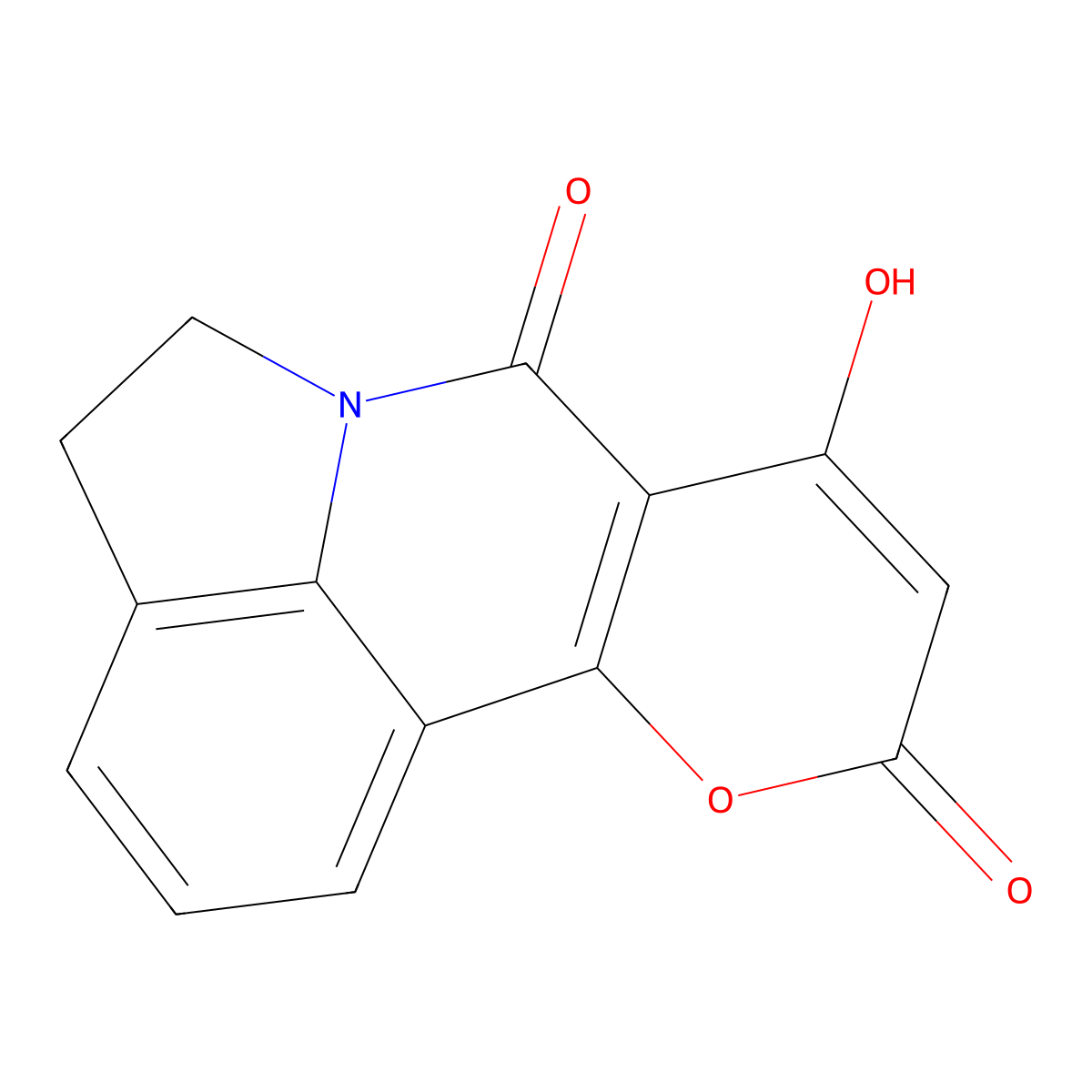 8-hydroxy-4,5-dihydro-7H,10H-pyrano[3,2-c]pyrrolo[3,2,1-ij]quinoline-7,10-dione molecular structure, CAS 128099-75-2