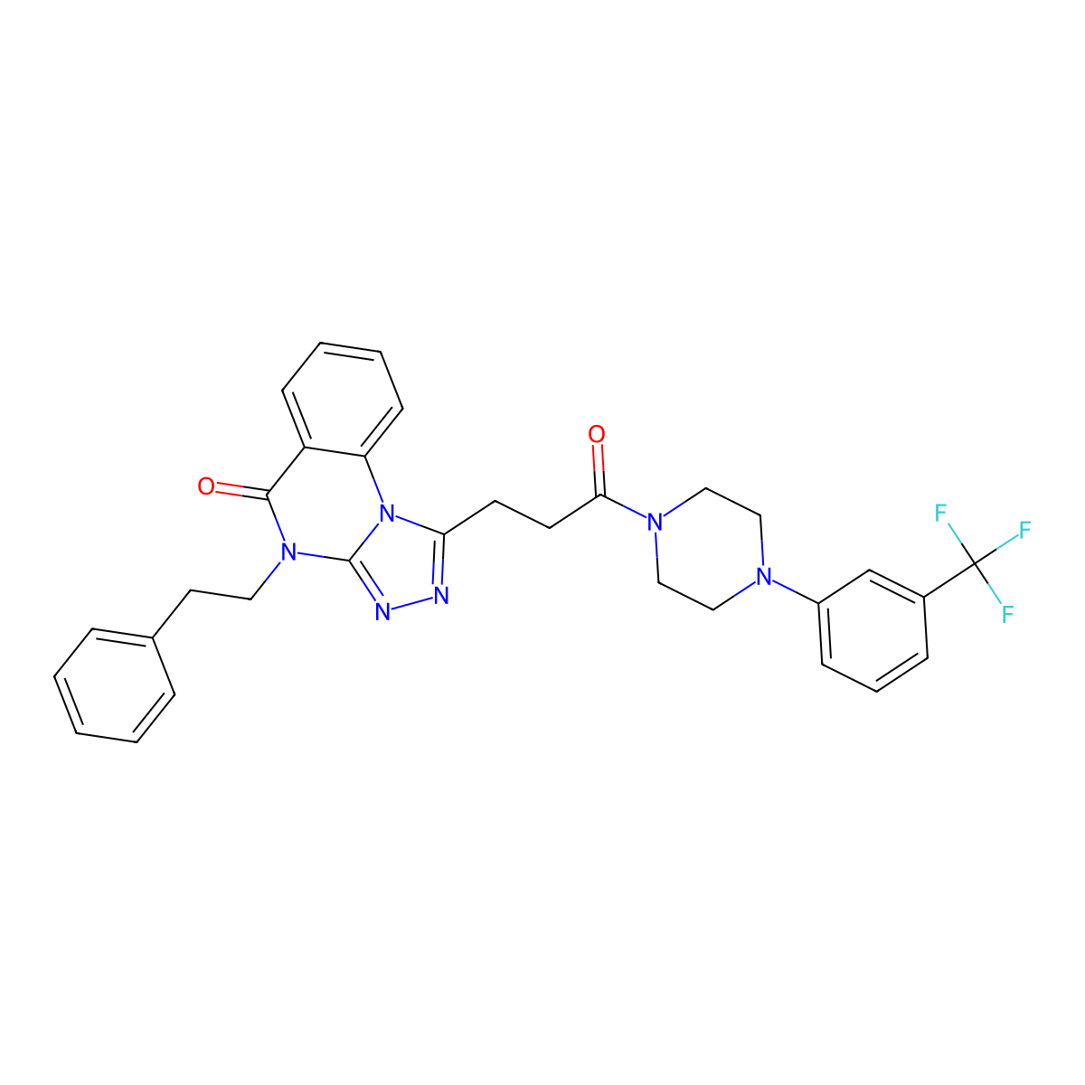 1-(3-oxo-3-{4-[3-(trifluoromethyl)phenyl]piperazin-1-yl}propyl)-4-(2-phenylethyl)-4H,5H-[1,2,4]triazolo[4,3-a]quinazolin-5-one molecular structure, CAS 1280993-58-9