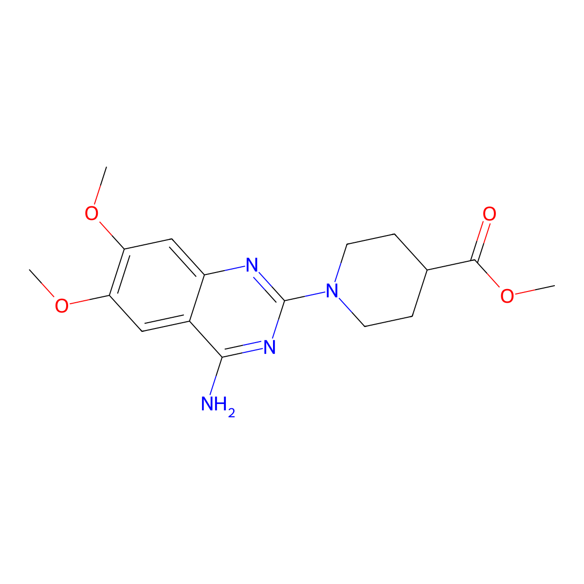 Methyl 1-(4-amino-6,7-dimethoxy-2-quinazolinyl)-4-piperidinecarboxylate molecular structure, CAS 1281010-92-1