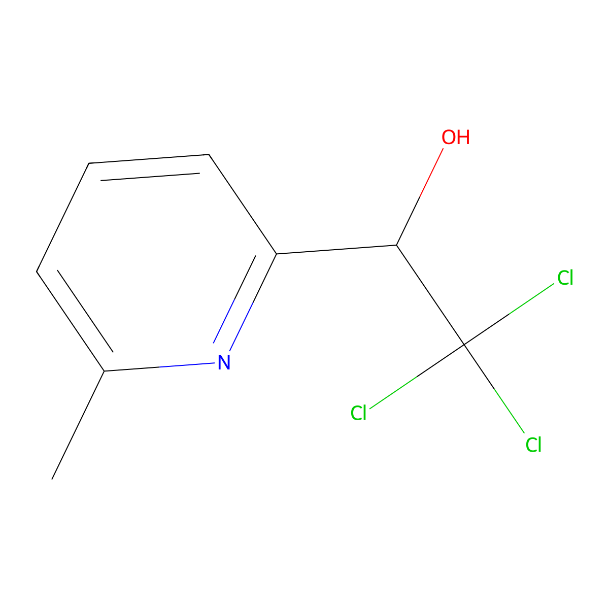 6-Methyl-alpha-(trichloromethyl)-2-pyridinemethanol molecular structure, CAS 128102-95-4