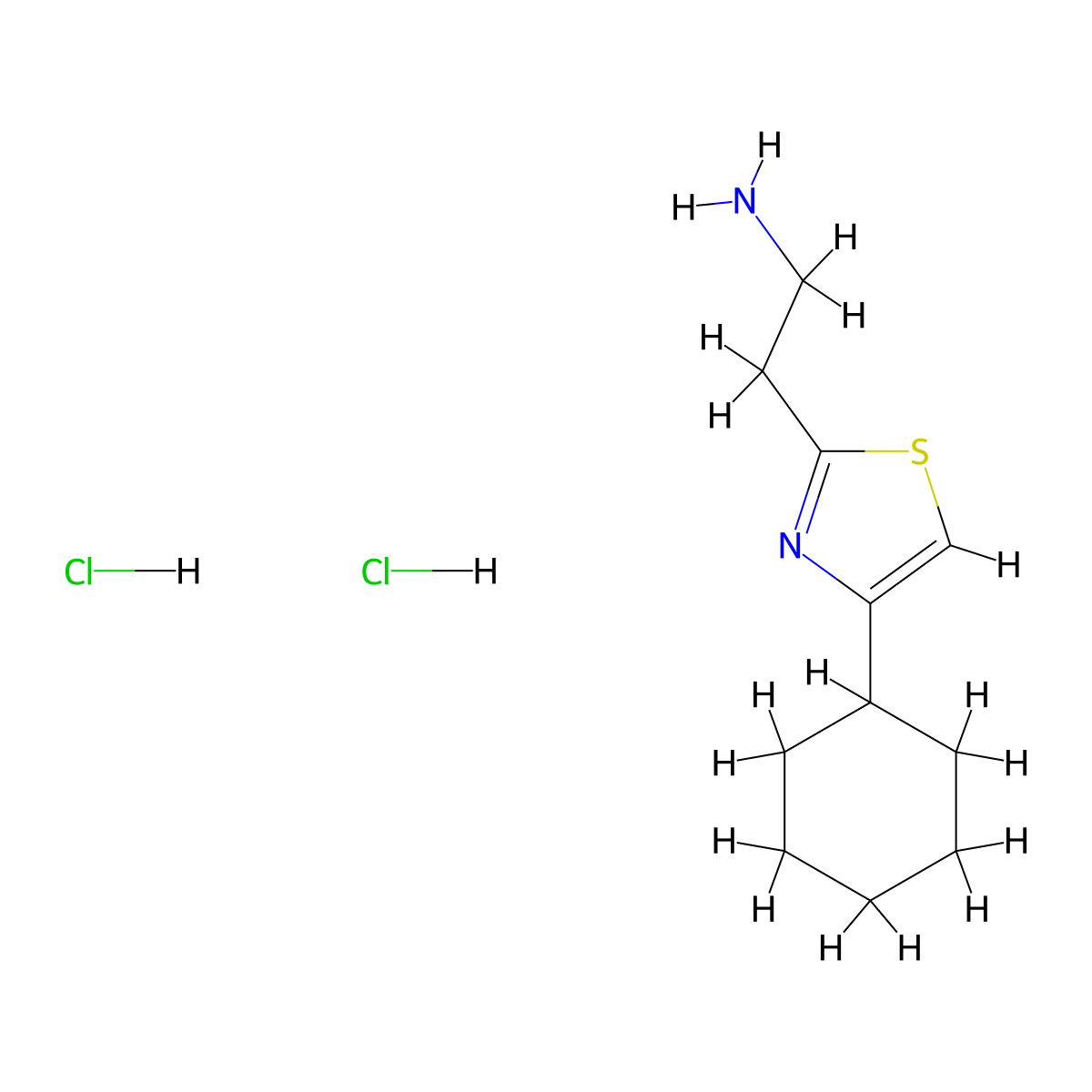 2-(4-Cyclohexyl-1,3-thiazol-2-yl)ethan-1-amine dihydrochloride molecular structure, CAS 1281034-55-6