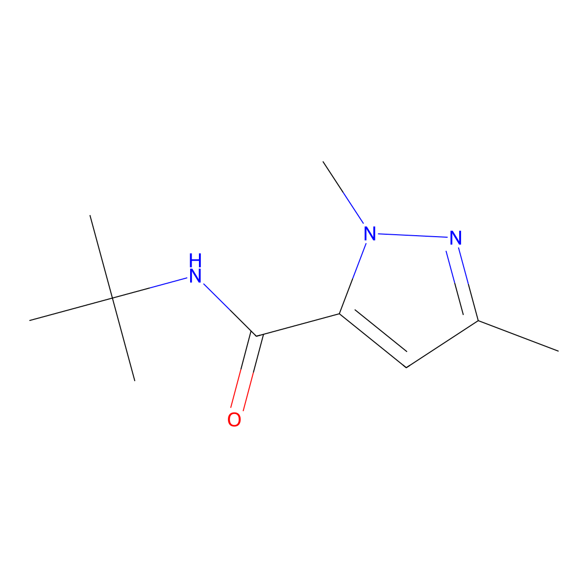 N-(tert-Butyl)-1,3-dimethyl-1H-pyrazole-5-carboxamide molecular structure, CAS 1281041-29-9