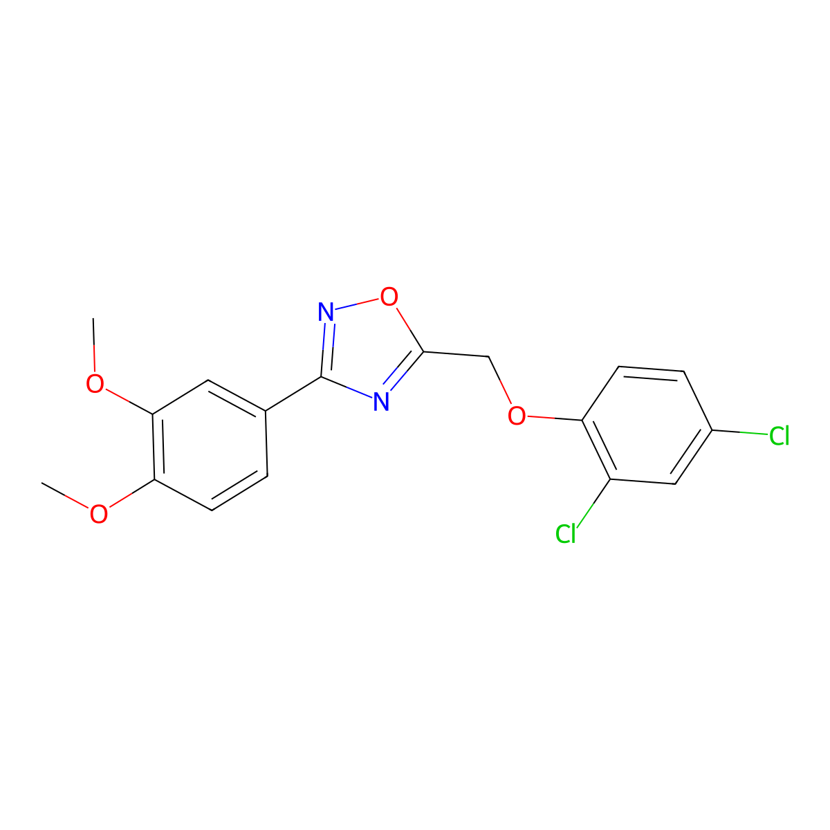 5-[(2,4-Dichlorophenoxy)methyl]-3-(3,4-dimethoxyphenyl)-1,2,4-oxadiazole molecular structure, CAS 128105-77-1