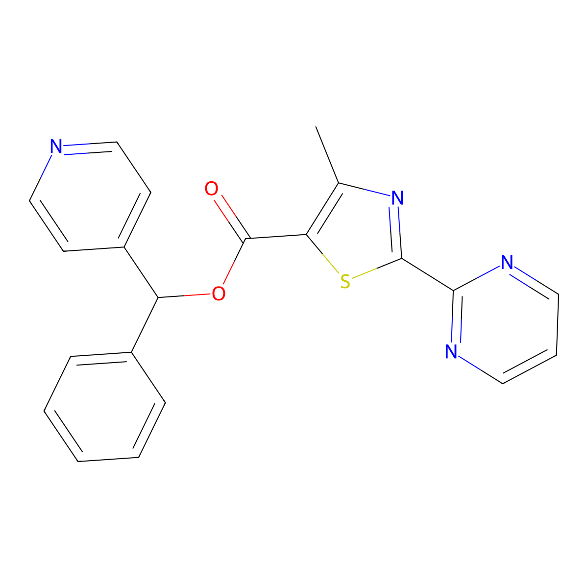 Phenyl(pyridin-4-yl)methyl 4-methyl-2-(pyrimidin-2-yl)-1,3-thiazole-5-carboxylate molecular structure, CAS 1281055-79-5