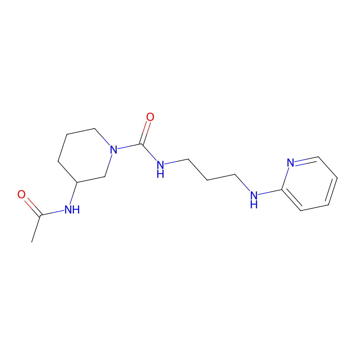3-acetamido-N-[3-(pyridin-2-ylamino)propyl]piperidine-1-carboxamide molecular structure, CAS 1281060-70-5