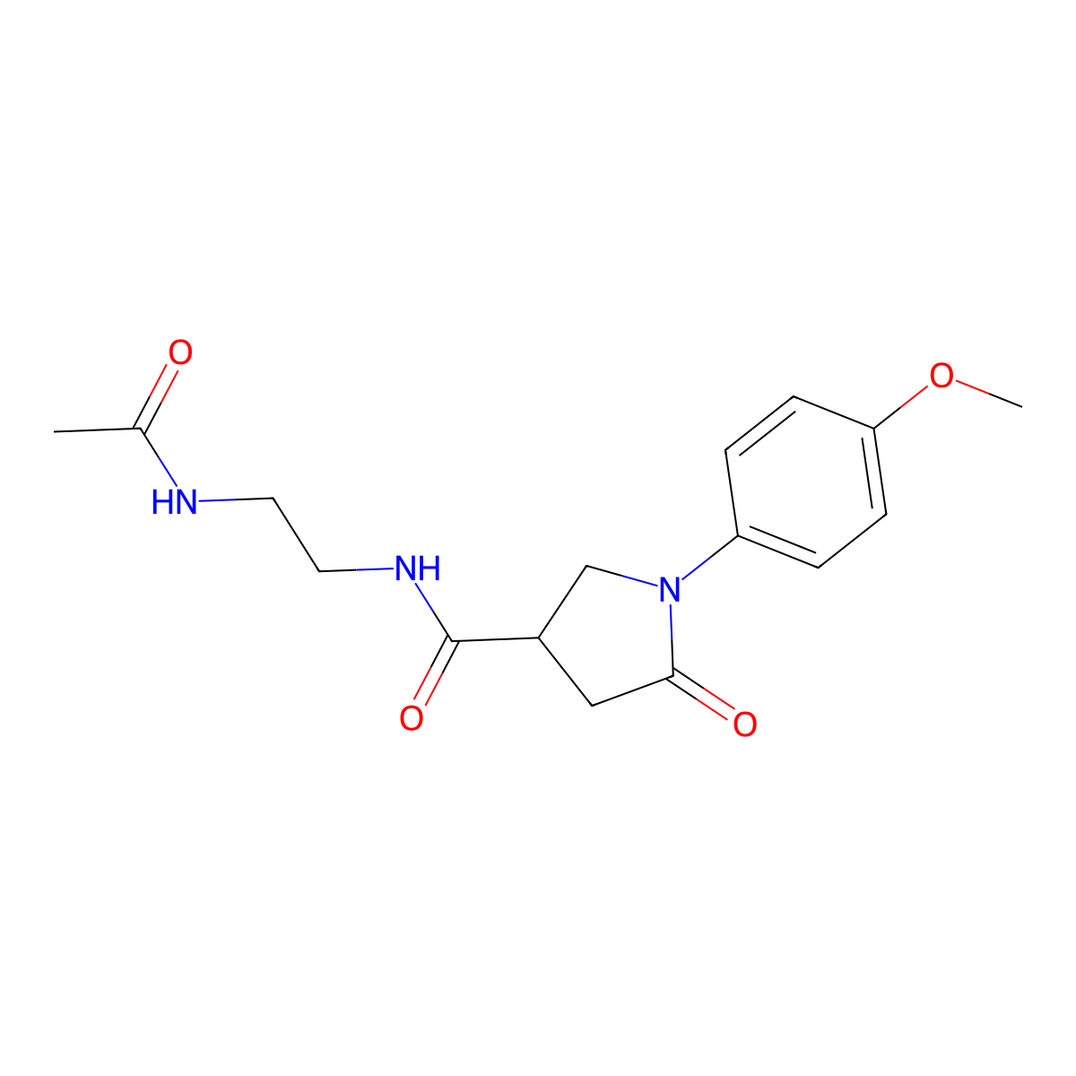 N-(2-{[1-(4-methoxyphenyl)-5-oxopyrrolidin-3-yl]formamido}ethyl)acetamide molecular structure, CAS 1281066-66-7