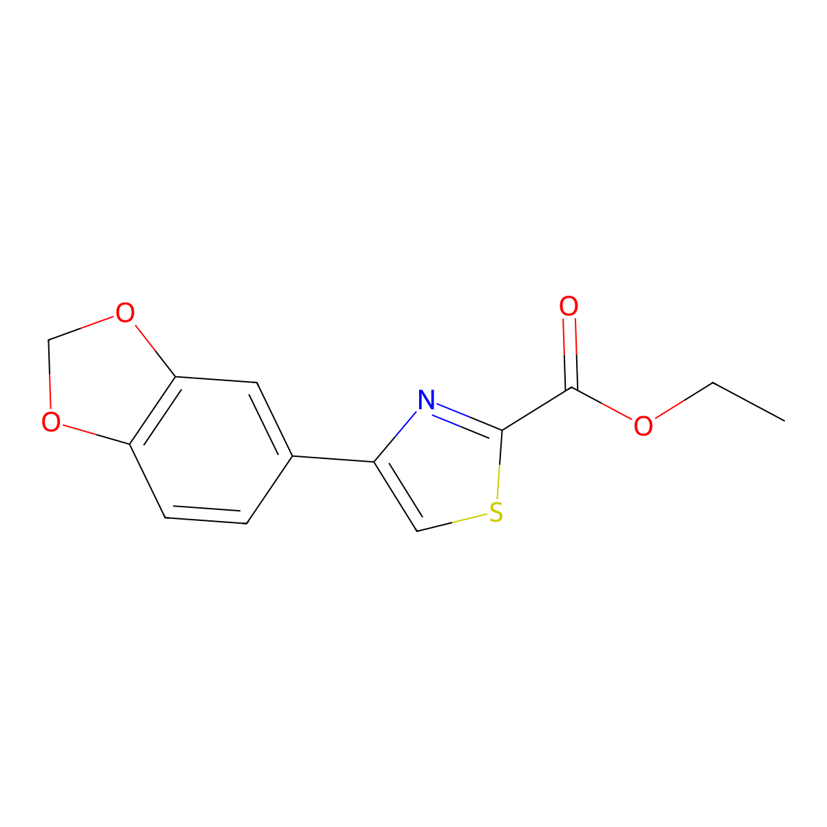 Ethyl 4-(1,3-benzodioxol-5-yl)-2-thiazolecarboxylate molecular structure, CAS 1281076-25-2
