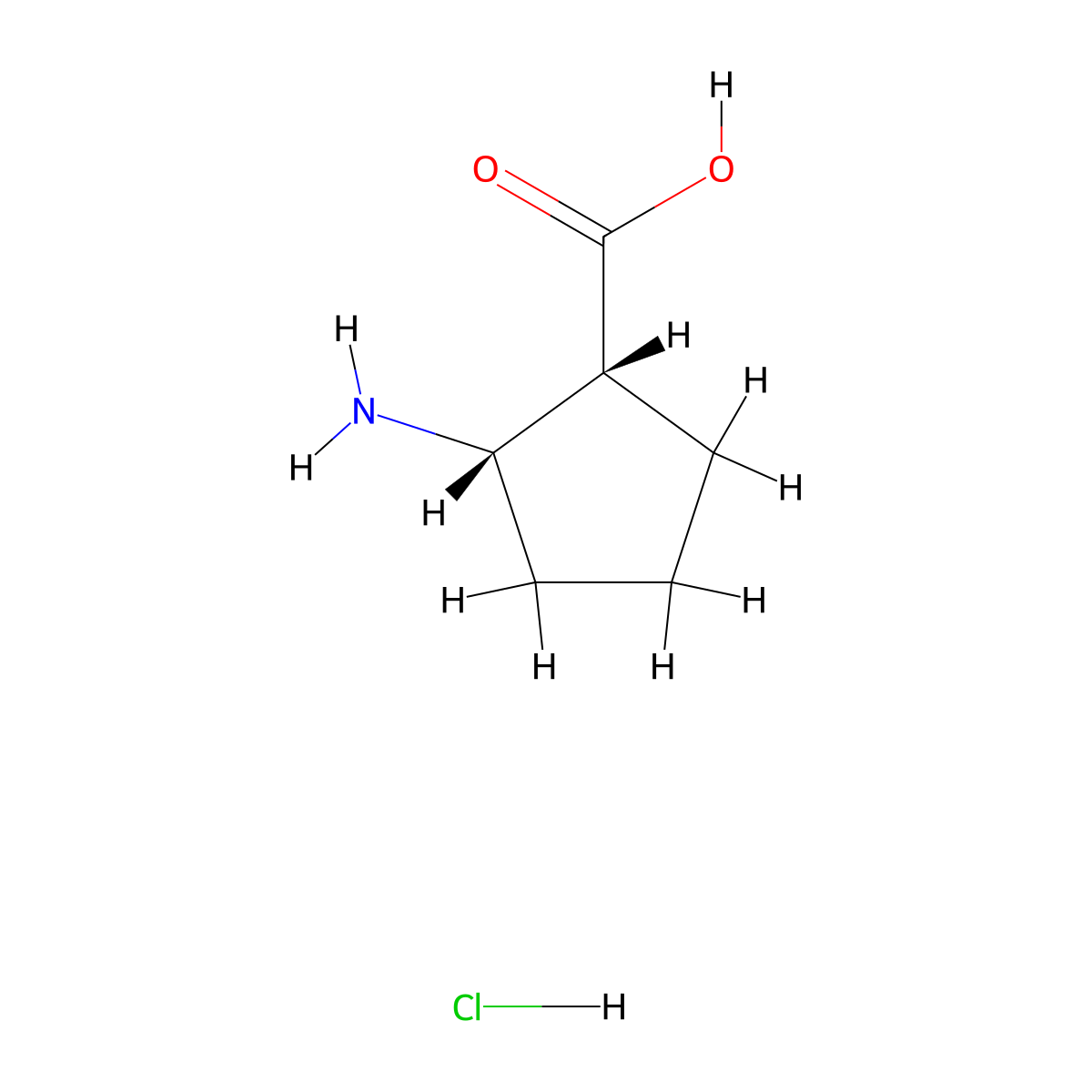 cis-2-Amino-1-cyclopentanecarboxylic acid hydrochloride molecular structure, CAS 128110-37-2