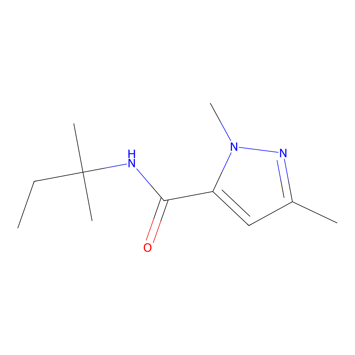 1,3-dimethyl-N-(2-methylbutan-2-yl)-1H-pyrazole-5-carboxamide molecular structure, CAS 1281103-27-2