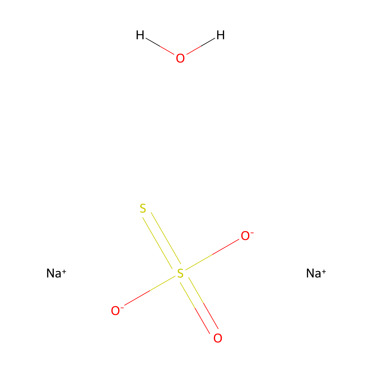 Thiosulfuric acid, disodium salt, monohydrate molecular structure, CAS 128114-51-2
