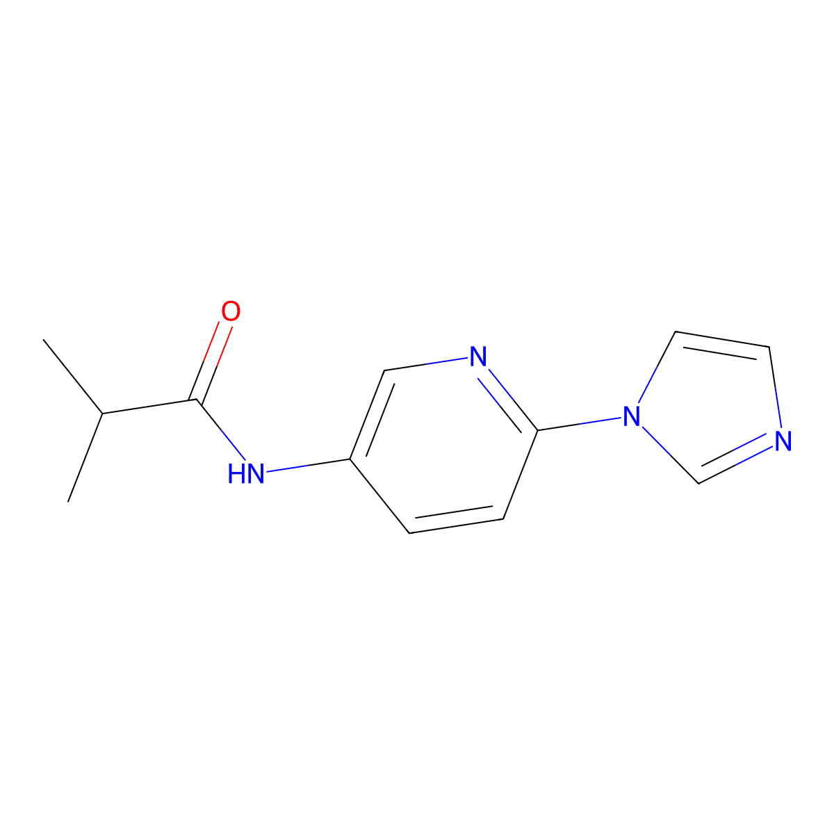 N-(6-(1H-imidazol-1-yl)pyridin-3-yl)isobutyramide molecular structure, CAS 1281140-81-5