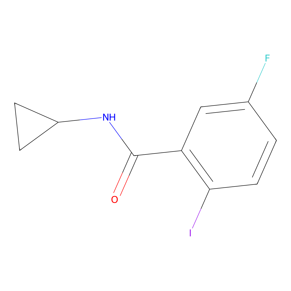 N-cyclopropyl-5-fluoro-2-iodobenzamide molecular structure, CAS 1281154-79-7