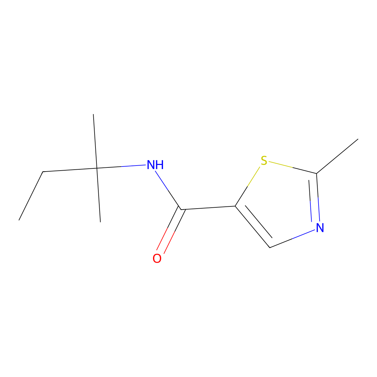 2-methyl-N-(2-methylbutan-2-yl)-1,3-thiazole-5-carboxamide molecular structure, CAS 1281165-03-4