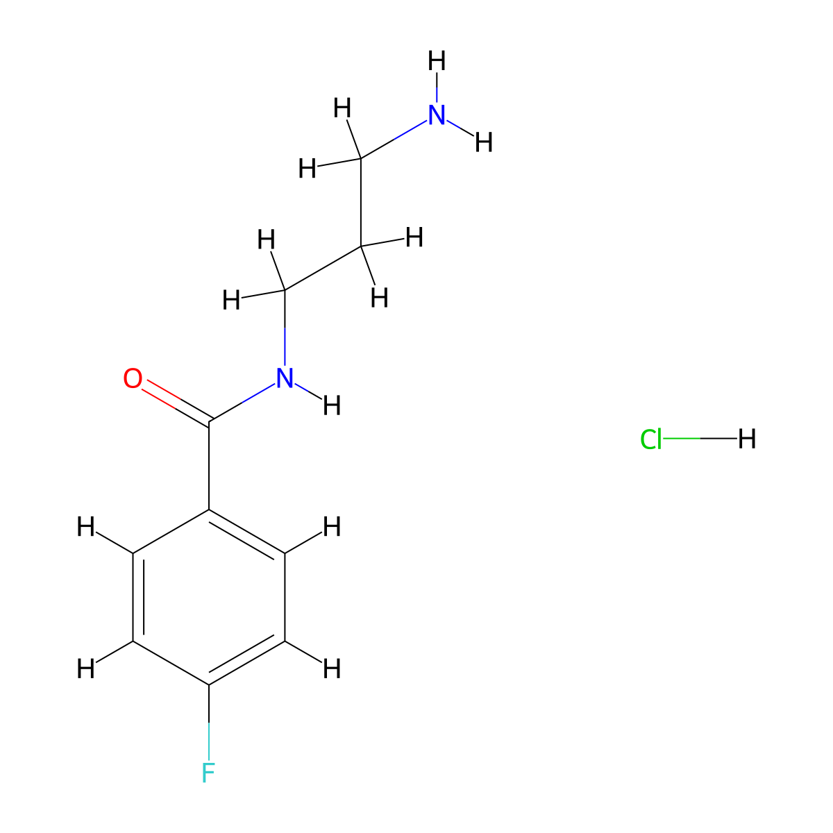 N-(3-aminopropyl)-4-fluorobenzamide hydrochloride molecular structure, CAS 1281179-38-1