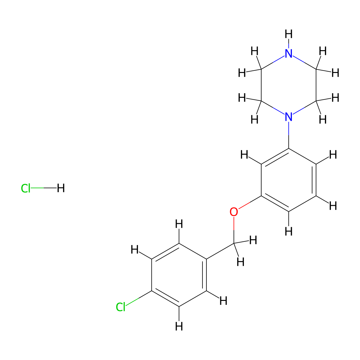 1-{3-[(4-Chlorophenyl)methoxy]phenyl}piperazine hydrochloride molecular structure, CAS 1281193-55-2