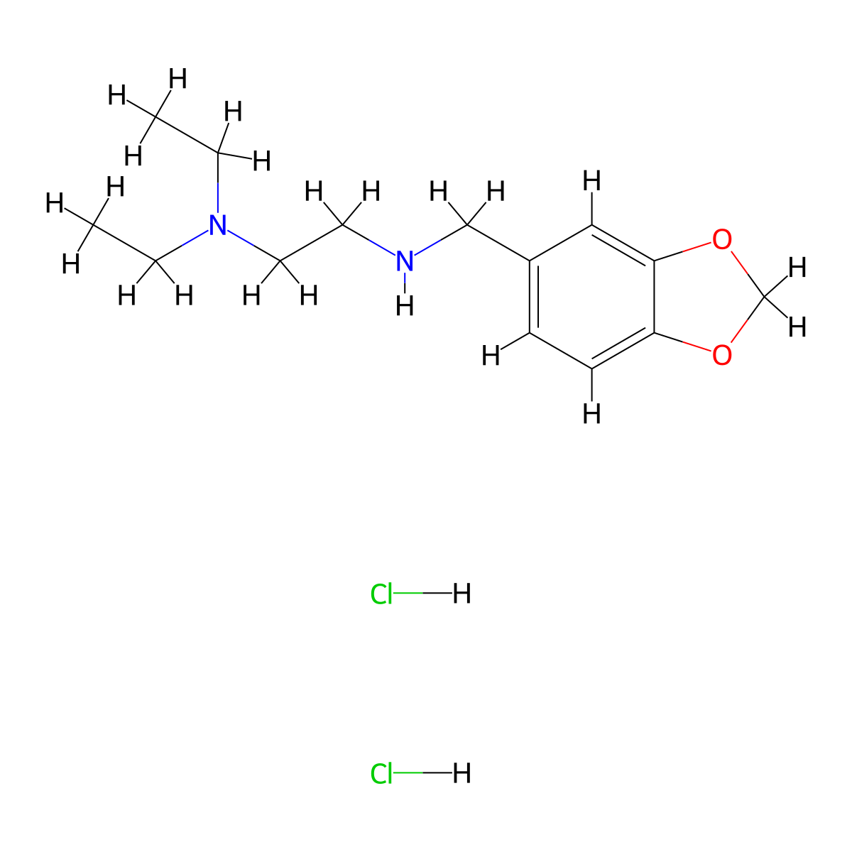 1,2-Ethanediamine, N2-(1,3-benzodioxol-5-ylmethyl)-N1,N1-diethyl-, hydrochloride (1:2) molecular structure, CAS 128120-69-4