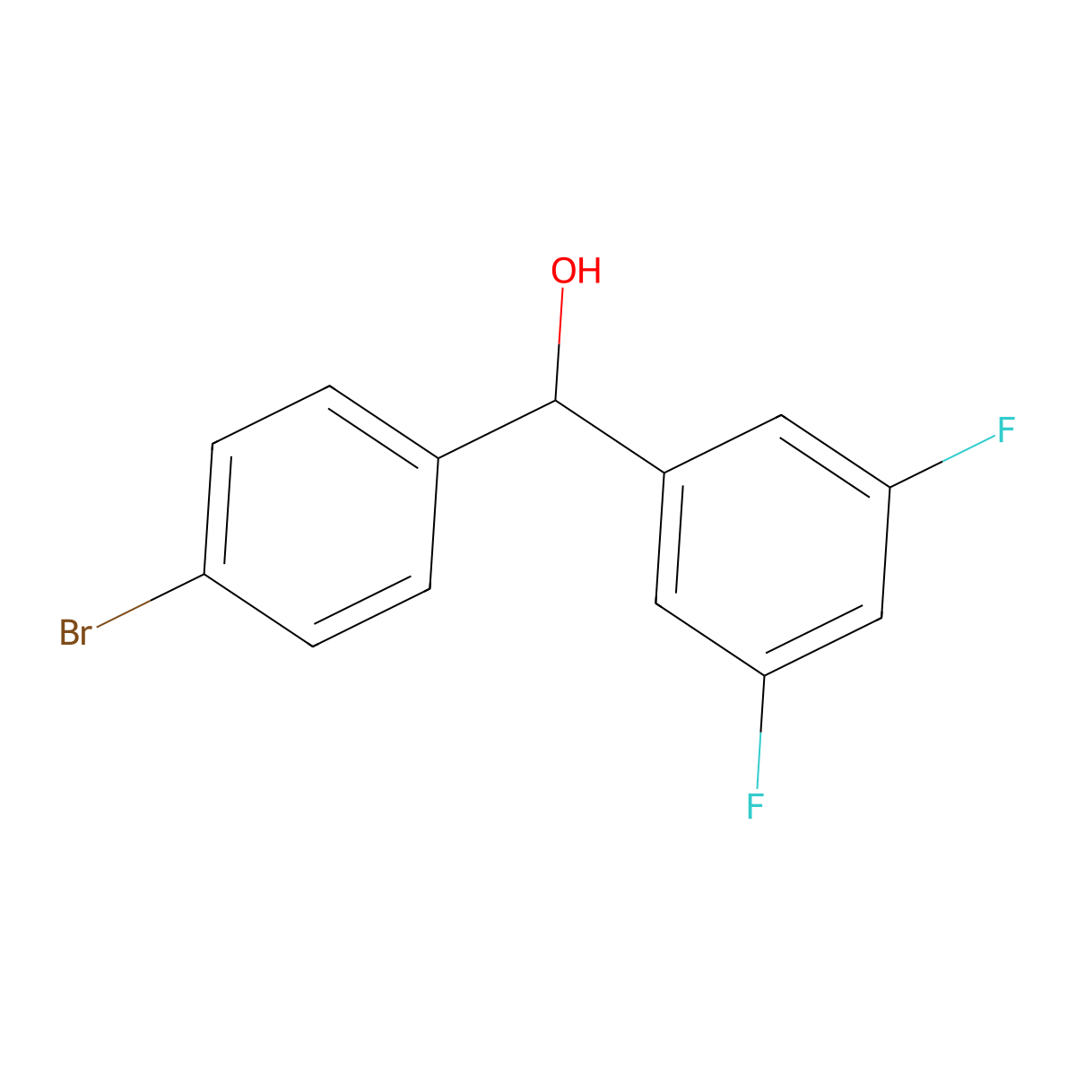 (4-Bromophenyl)(3,5-difluorophenyl)methanol molecular structure, CAS 1281203-83-5