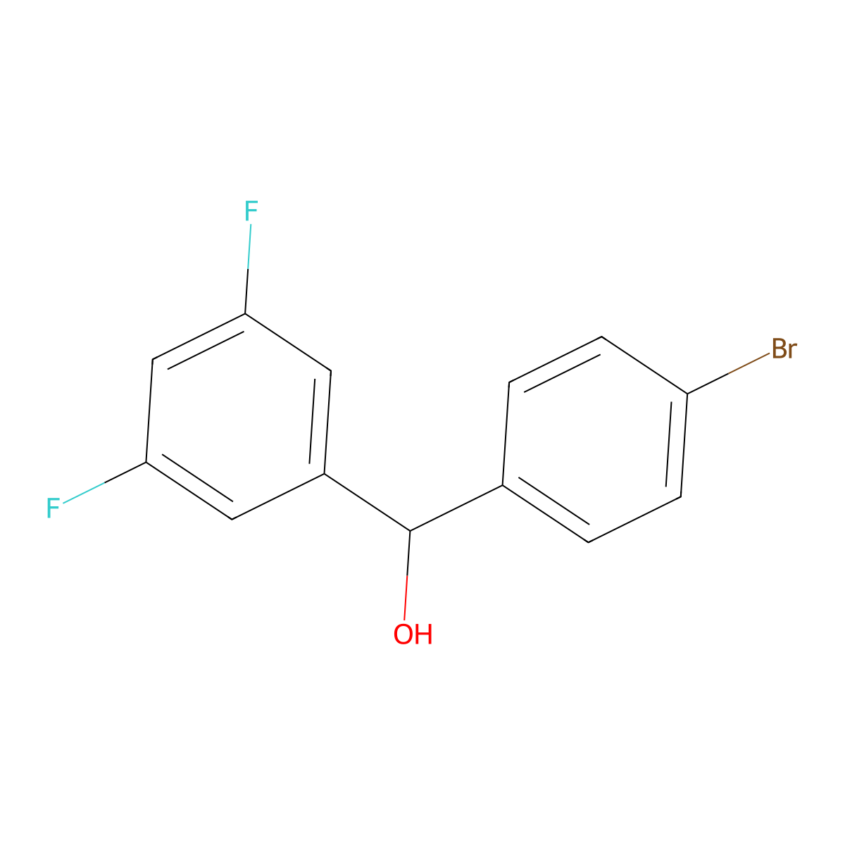 (4-Bromophenyl)(3,5-difluorophenyl)methanol molecular structure, CAS 1281203-83-5