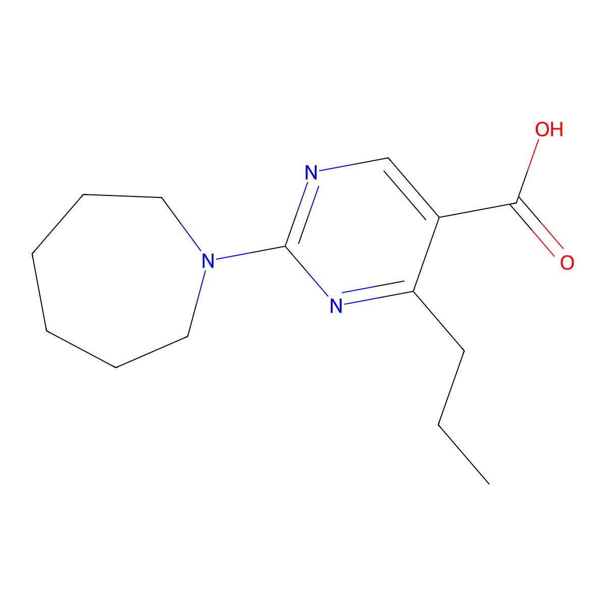2-Azepan-1-yl-4-propylpyrimidine-5-carboxylic acid molecular structure, CAS 1281206-35-6
