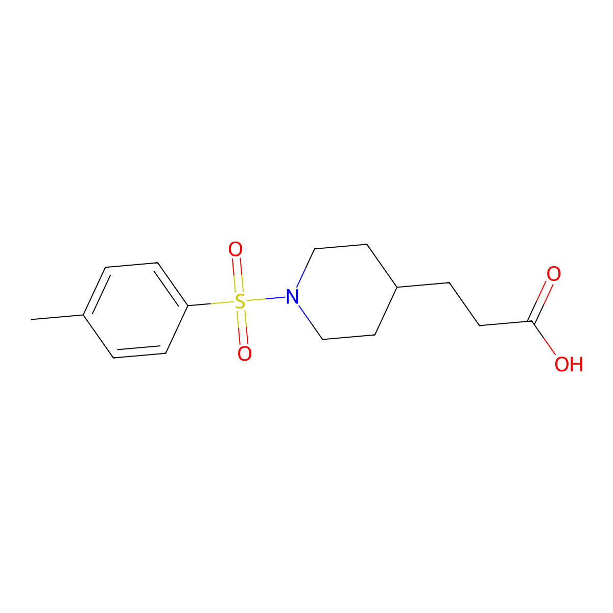 3-{1-[(4-Methylphenyl)sulfonyl]-4-piperidyl}propanoic acid molecular structure, CAS 1281229-30-8