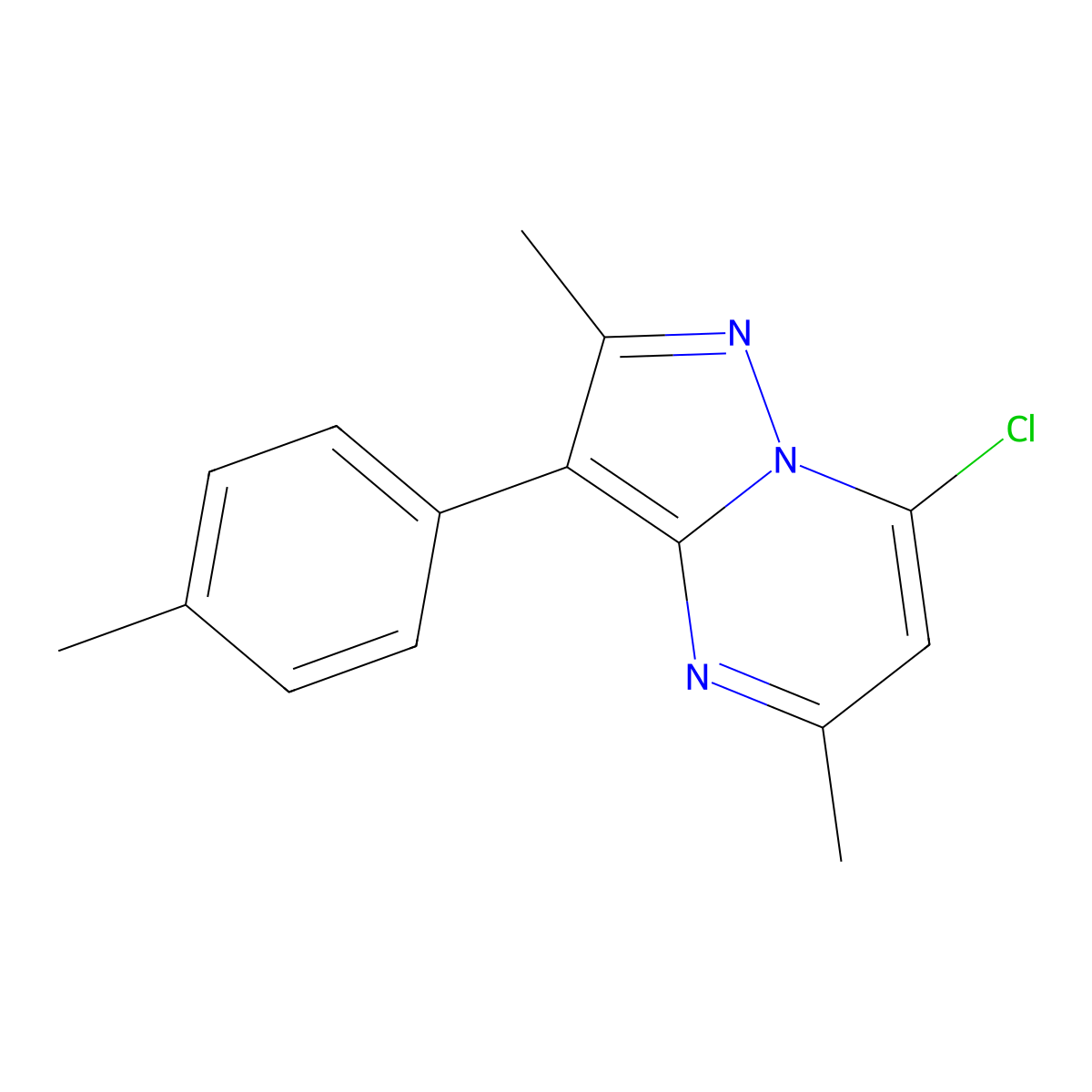 7-Chloro-2,5-dimethyl-3-(p-tolyl)pyrazolo[1,5-a]pyrimidine molecular structure, CAS 1281233-89-3