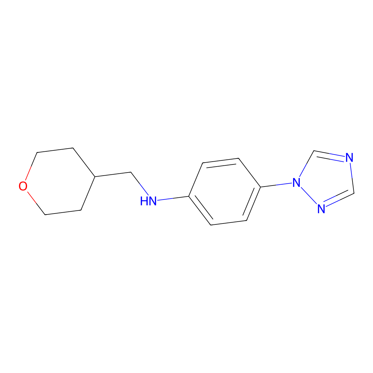 N-(oxan-4-ylmethyl)-4-(1H-1,2,4-triazol-1-yl)aniline molecular structure, CAS 1281234-03-4