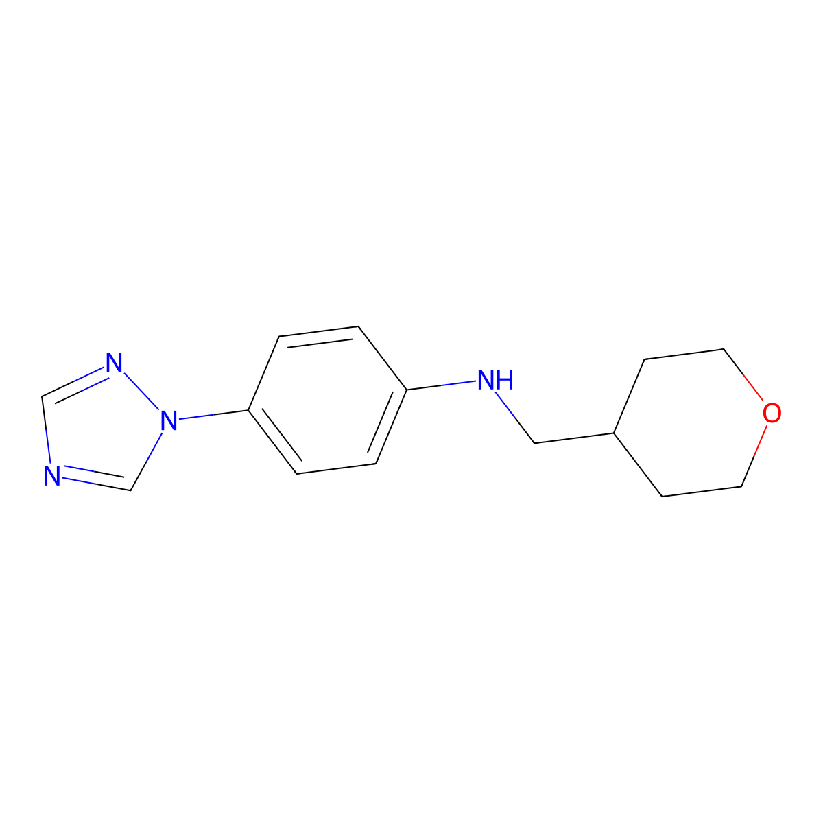 N-(oxan-4-ylmethyl)-4-(1H-1,2,4-triazol-1-yl)aniline molecular structure, CAS 1281234-03-4